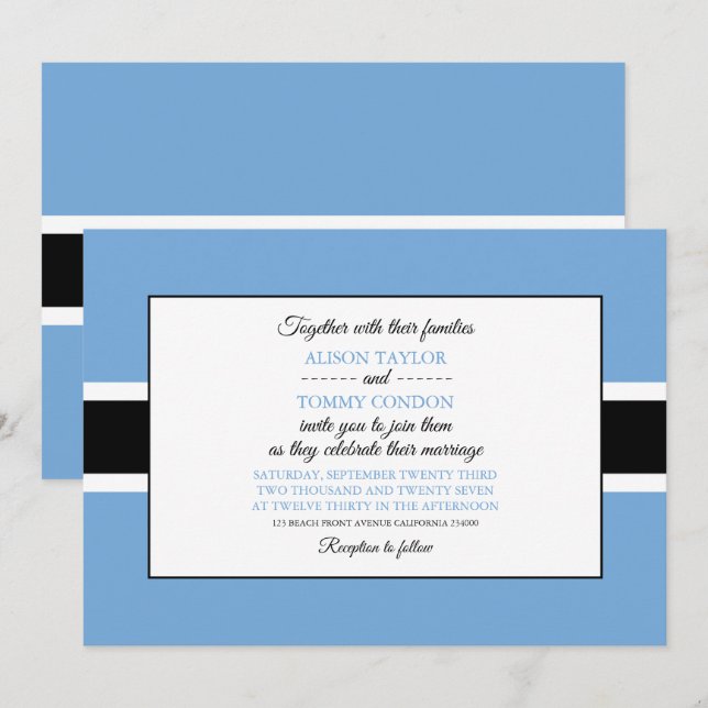 Batswana Flag, Flag of Botswana Wedding Invitation (Front/Back)