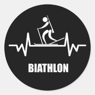 battement de coeur biathlon classic round sticker