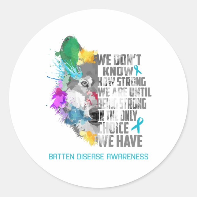 Batten Disease Awareness Ribbon Support Gifts Classic Round Sticker (Front)