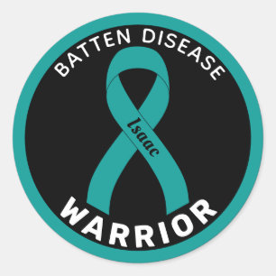 Batten Disease Warrior Ribbon Black Round Sticker