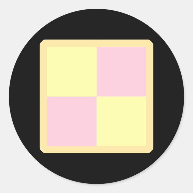Battenburg Cake. Pink and Yellow. Classic Round Sticker (Front)