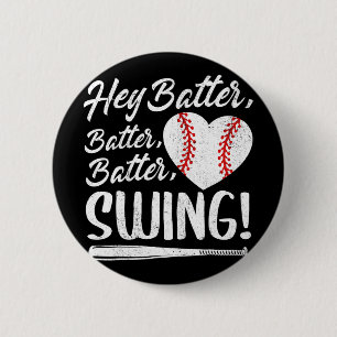 Batter Swing Baseball Heart Mom Cute Women's Mothe 2 Inch Round Button