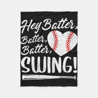 Batter Swing Baseball Heart Mom Cute Women's Mothe Fleece Blanket