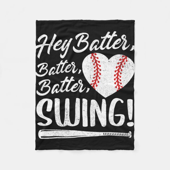 Batter Swing Baseball Heart Mom Cute Women's Mothe Fleece Blanket (Front)