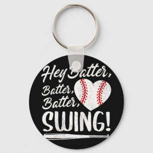 Batter Swing Baseball Heart Mom Cute Women's Mothe Keychain