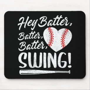 Batter Swing Baseball Heart Mom Cute Women's Mothe Mouse Pad