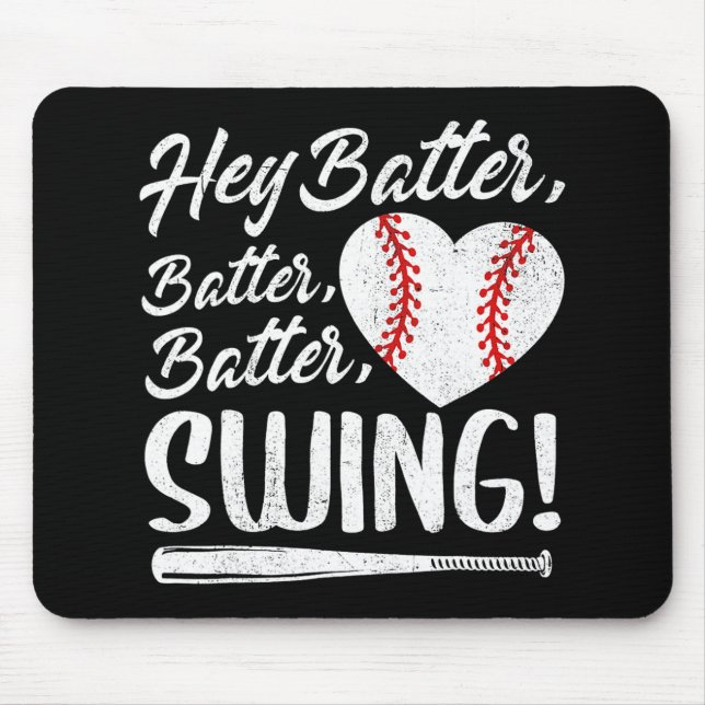 Batter Swing Baseball Heart Mom Cute Women's Mothe Mouse Pad (Front)