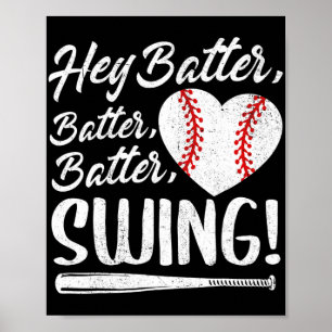 Batter Swing Baseball Heart Mom Cute Women's Mothe Poster