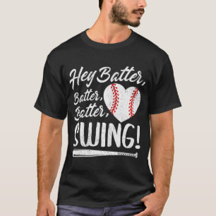 Batter Swing Baseball Heart Mom Cute Women's Mothe T-Shirt
