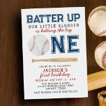 Batter Up Baseball 1st Birthday Party Invitation<br><div class="desc">Batter Up Baseball 1st Birthday Party Invitation</div>