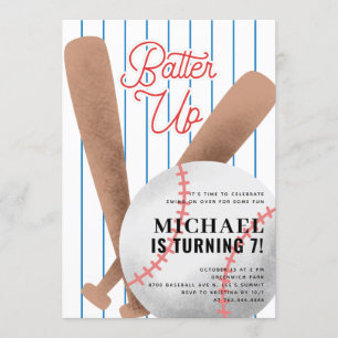 Batter Up Baseball Birthday Party Invitation