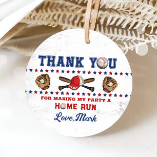 Batter Up Baseball Boy Birthday Thank You Favour Tags