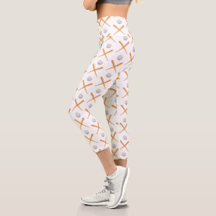 Batter Up Baseball Sports Pattern Capri Leggings