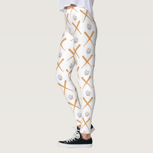Batter Up Baseball Sports Pattern Leggings (Left)
