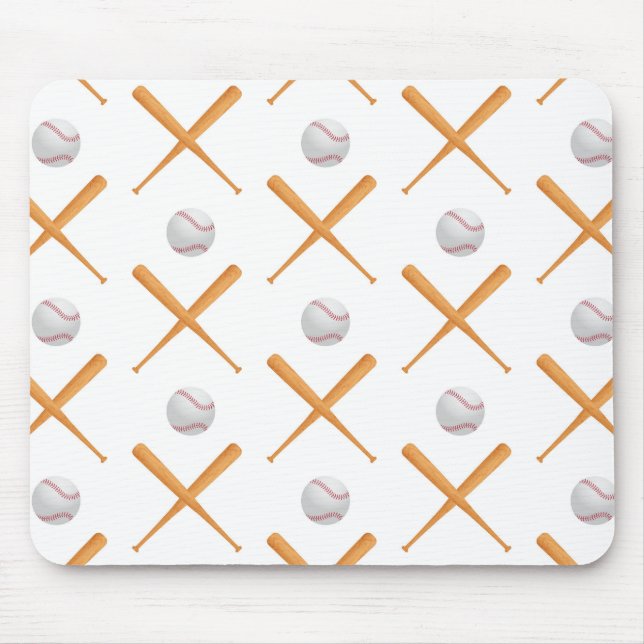 Batter Up Baseball Sports Pattern Mouse Pad (Front)