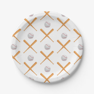 Batter Up Baseball Sports Pattern Paper Plate