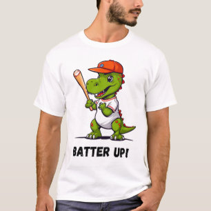 Batter Up Dino Playing Baseball T-Shirt