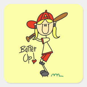 Batter Up Girls Baseball T-shirts and Gifts Square Sticker