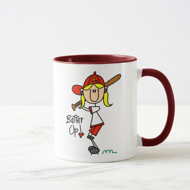 Batter Up! Softball Stick Figure Mug (Right)