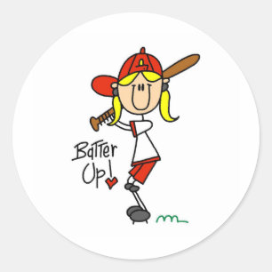 Batter Up! Softball Stick Figure Sticker