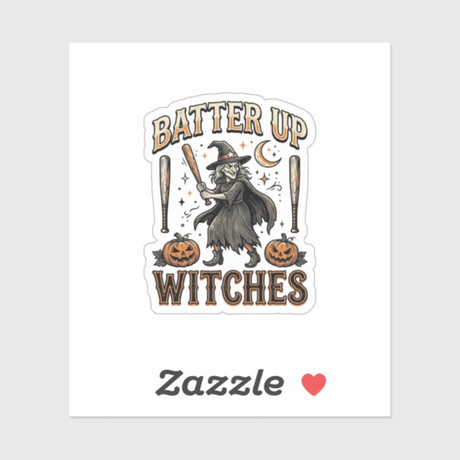 Batter Up Witches Vintage Halloween Baseball Desig (Sheet)