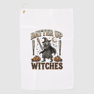Batter Up Witches Vintage Halloween Baseball Desig Golf Towel