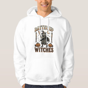 Batter Up Witches Vintage Halloween Baseball Desig Hoodie
