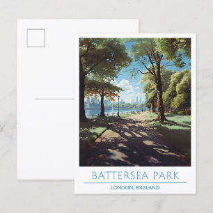 Battersea Park London England Vintage Travel  Postcard