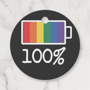 Battery 100% Gay Funny LGBT Pride Month Equality  Favour Tags