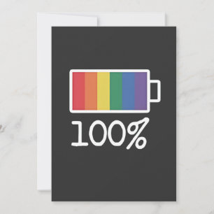Battery 100% Gay Funny LGBT Pride Month Equality  Invitation