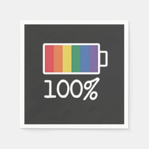 Battery 100% Gay Funny LGBT Pride Month Equality  Napkin