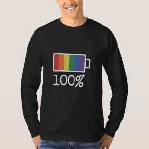 Battery 100% Gay Funny LGBT Pride Month Equality  T-Shirt