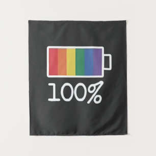 Battery 100% Gay Funny LGBT Pride Month Equality  Tapestry