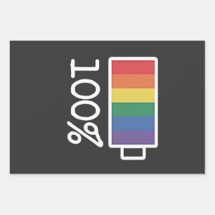 Battery 100% Gay Funny LGBT Pride Month Equality  Wrapping Paper Sheet