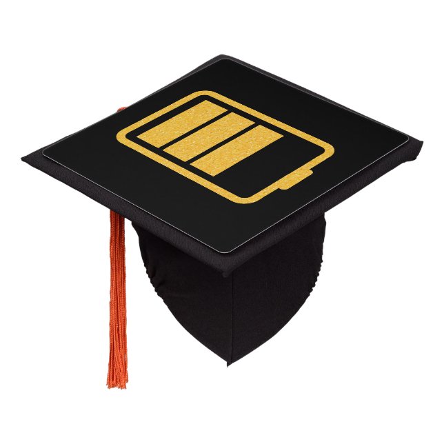 Battery Funny Glitter Graduation Cap Topper (Angled)