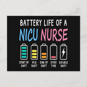 Battery life of a NICU nurse humor level Postcard