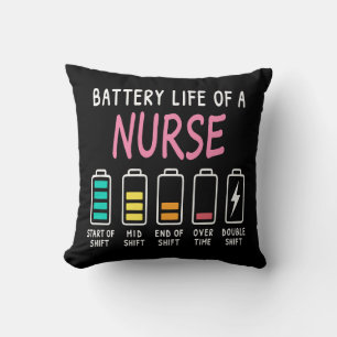 Battery life of a nurse humor chart throw pillow