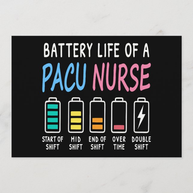Battery life of a PACU nurse levels humor Invitation (Front)