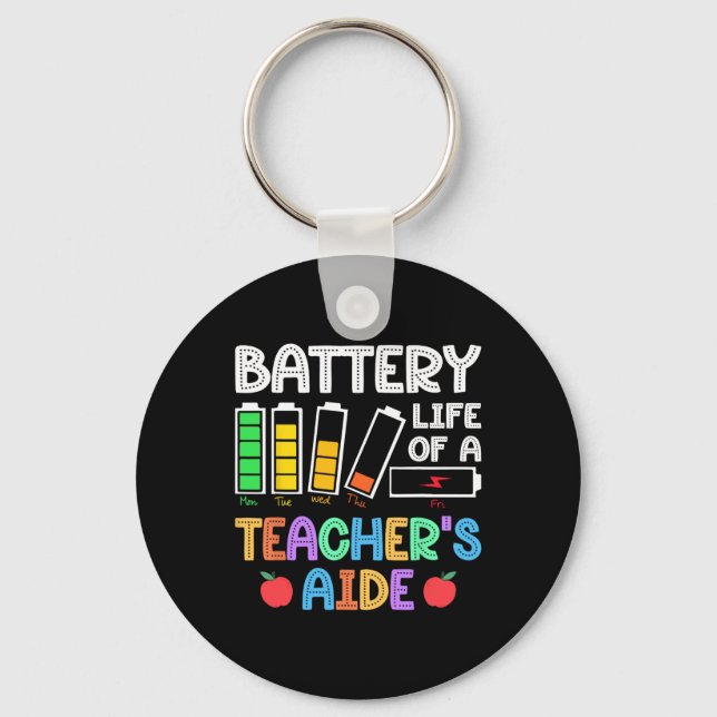 Battery Life Of A Teacher Aide Istant Para Back To Keychain (Front)