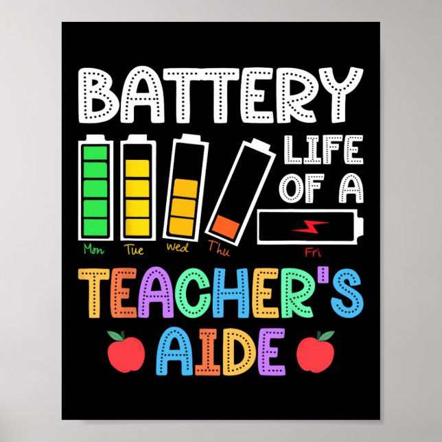 Battery Life Of A Teacher Aide Istant Para Back To Poster (Front)