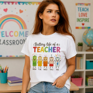 Battery Life of a Teacher Weekly Graphic T-Shirt