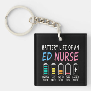 Battery life of an ED nurse levels humor Keychain