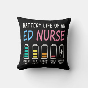 Battery life of an ED nurse levels humor Throw Pillow