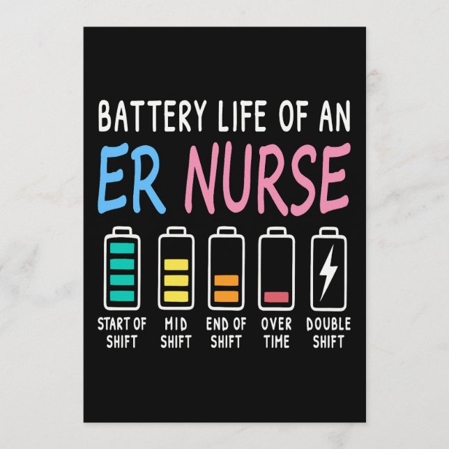 Battery life of an ER nurse humor chart Invitation (Front)