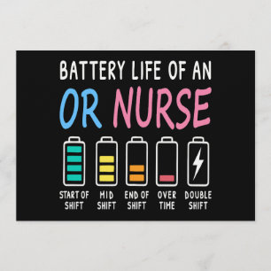 Battery life of an OR nurse humor chart Invitation