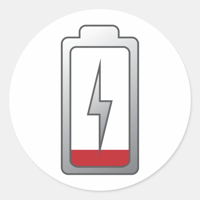 Battery Low! Classic Round Sticker (Front)