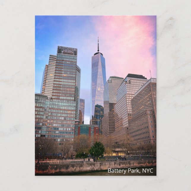 Battery Park from Staten Island Ferry NYC Postcard (Front)