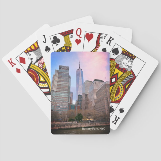 Battery Park from Staten Island Ferry NYC Postcard Playing Cards (Back)