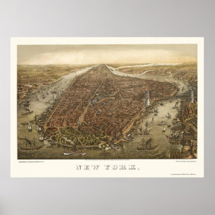 Battery Park, NY Panoramic Map - 1873 Poster