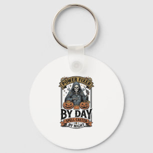 Battery Repair Witch Funny Halloween Technician Sh Keychain